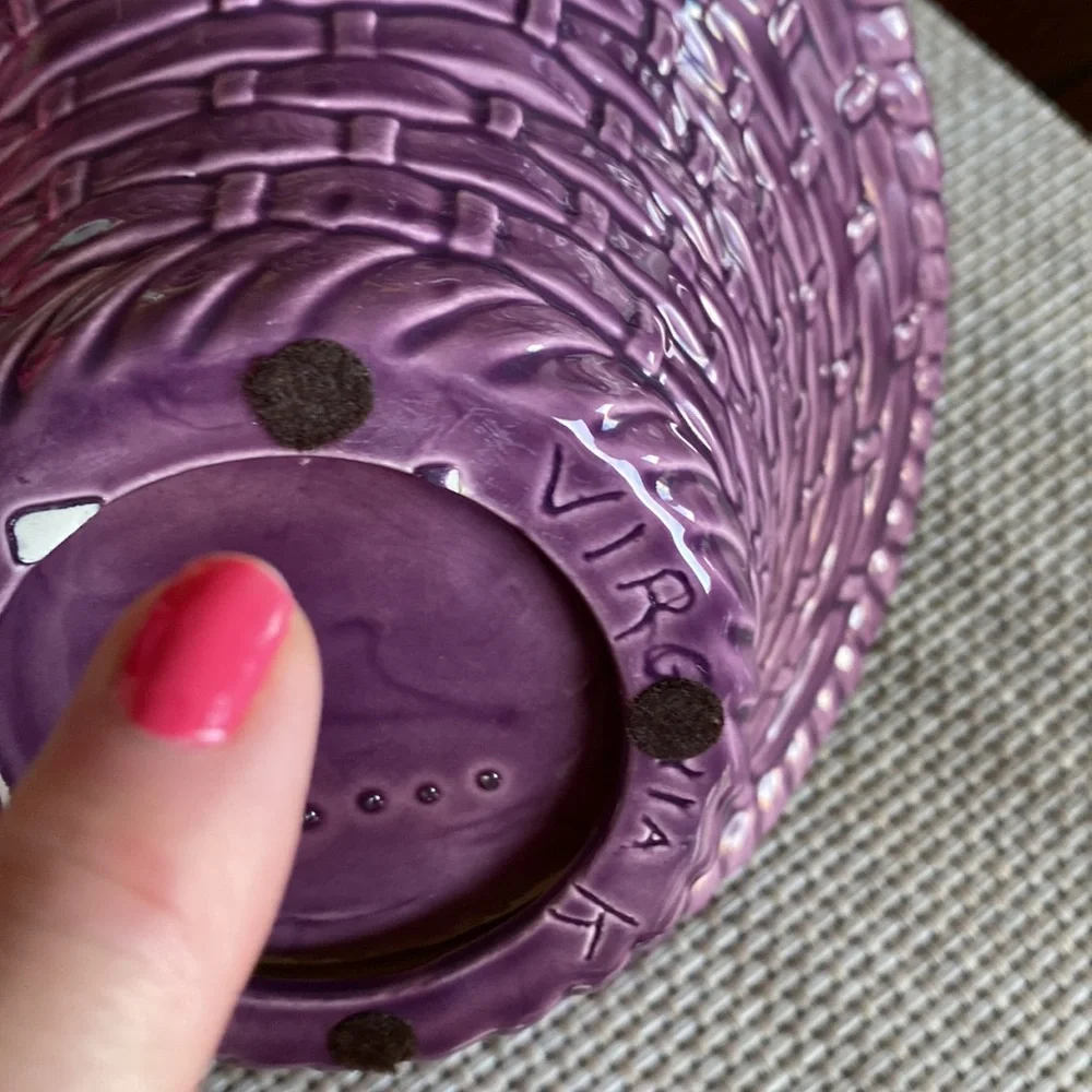 Plum Hand Made Vintage Ceramic Handled Basket!